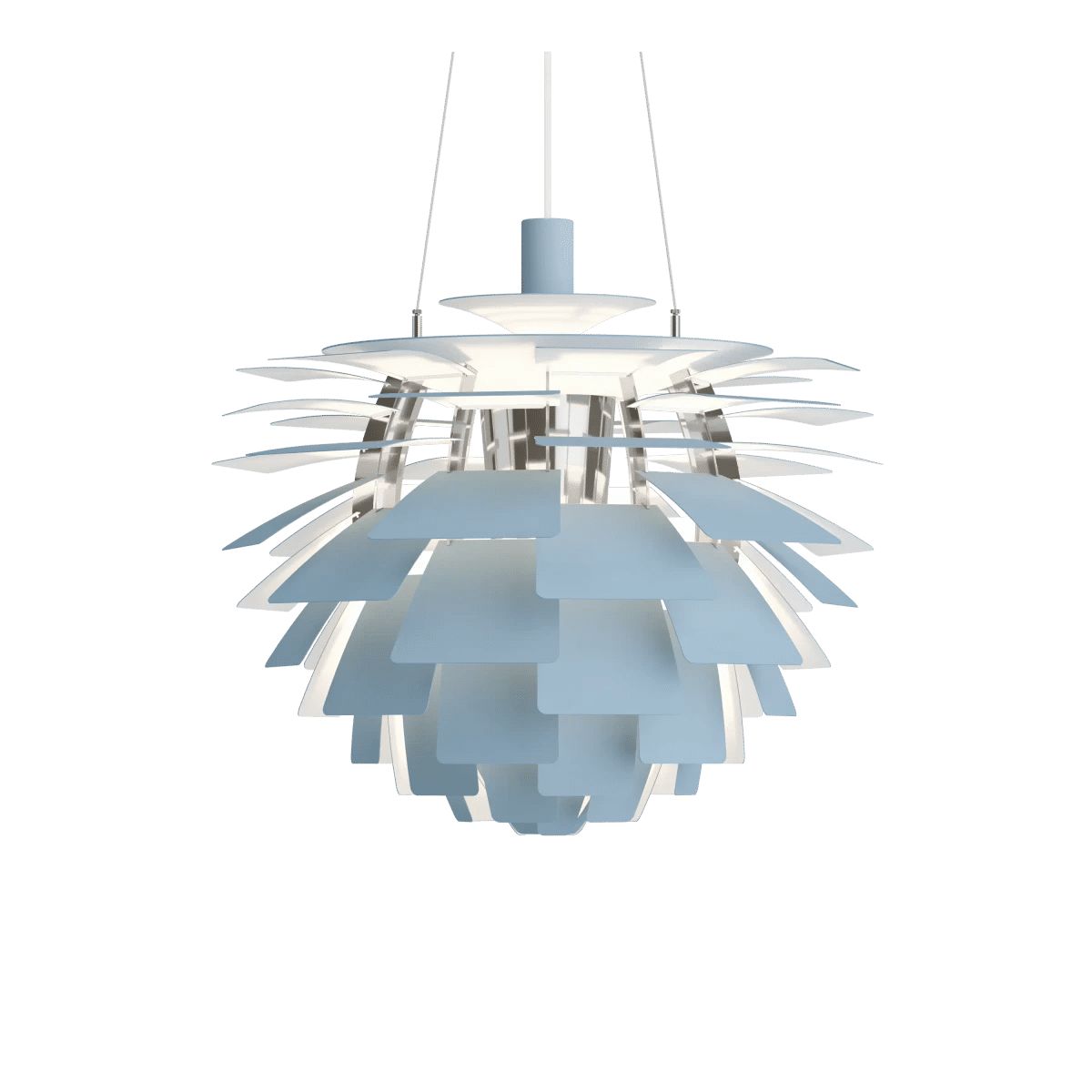 Dusty blue/high lustre chrome plated
