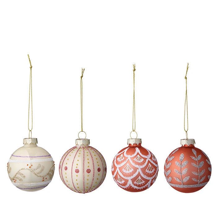 Julekuler Seraphim Ø8 cm Peach, 4 stk