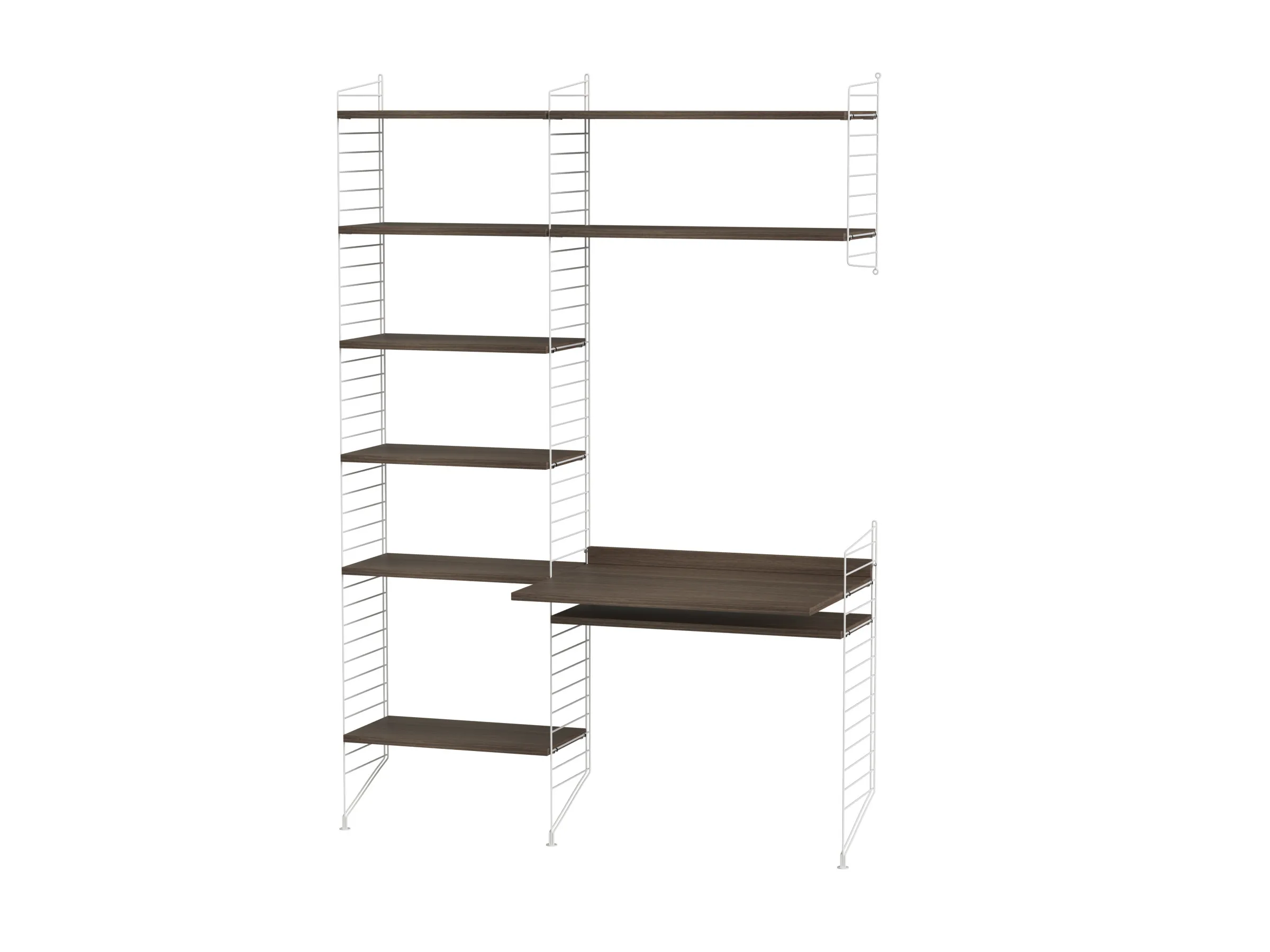 Arbeidsplass G – vegg- og gulvmontert, 3 hyller og arbeidsbord