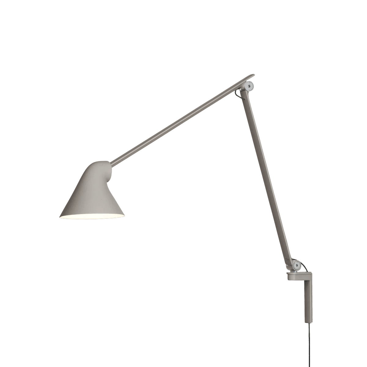 NJP Vegglampe – Light aluminium grey LED 3000K 10W Med ledning Lang arm