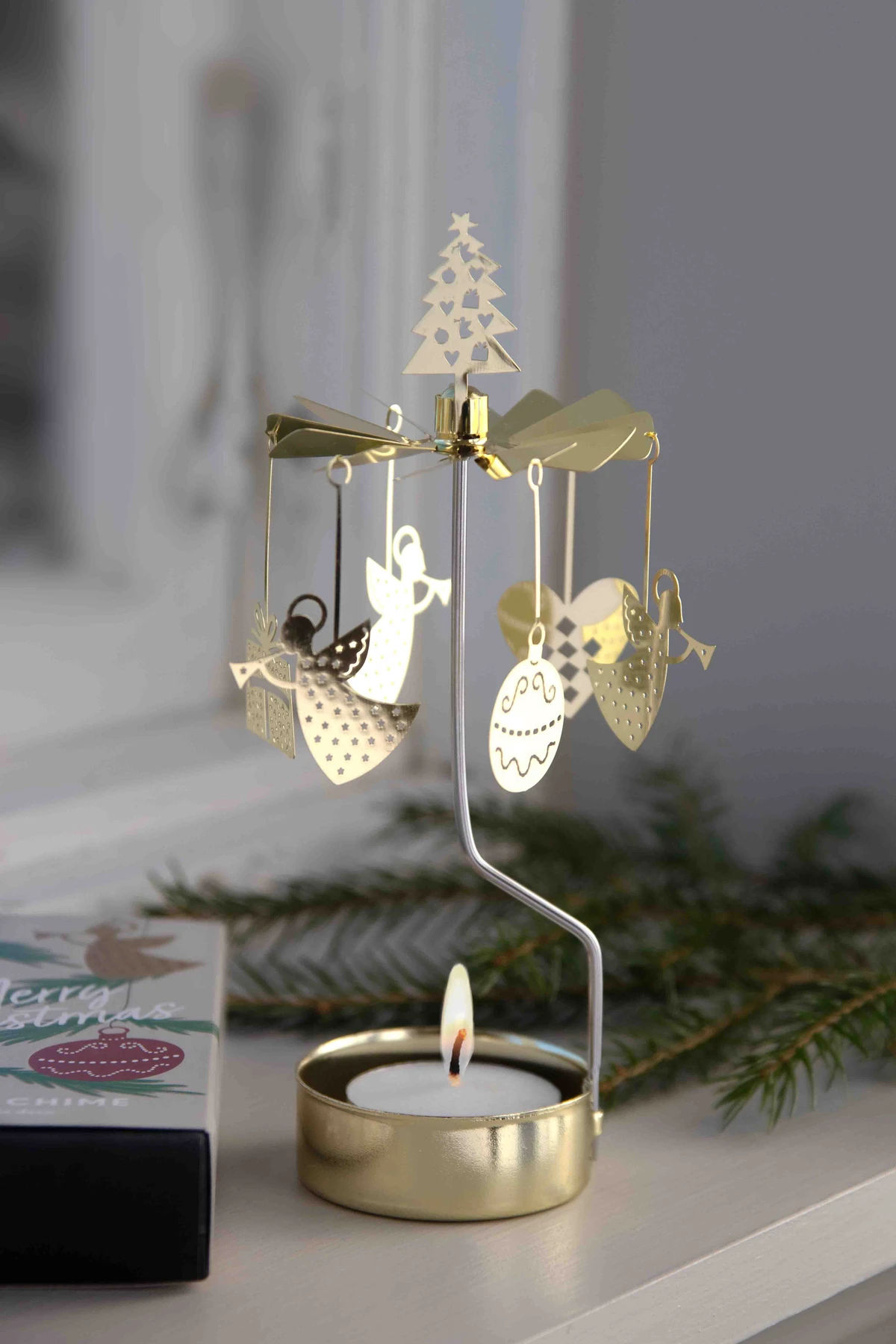 Tealight Spinner Christmas deco Gold