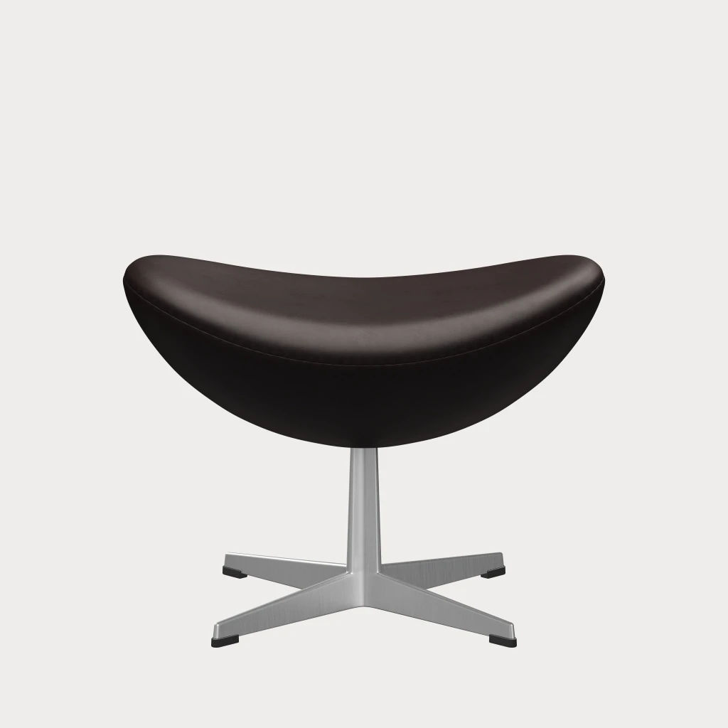 Ægget™ 3127 Fotskammel, Haze lær Dark Brown, børstet matt aluminium