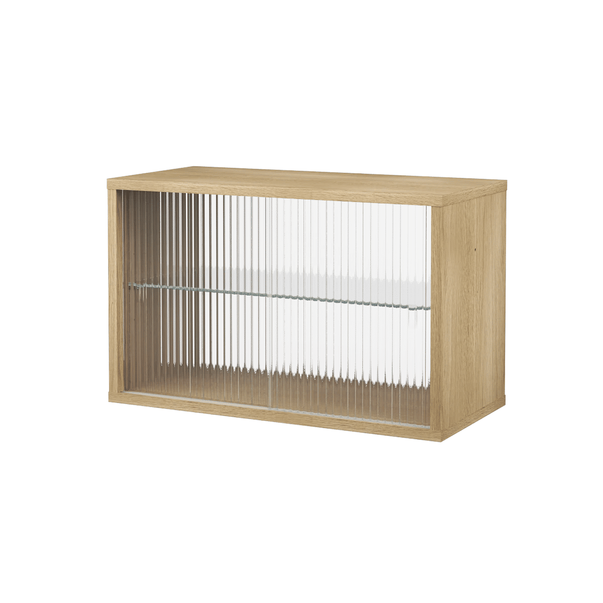 Pira vitrineskap, riflet glass 70x31x41,5 Hvit eik