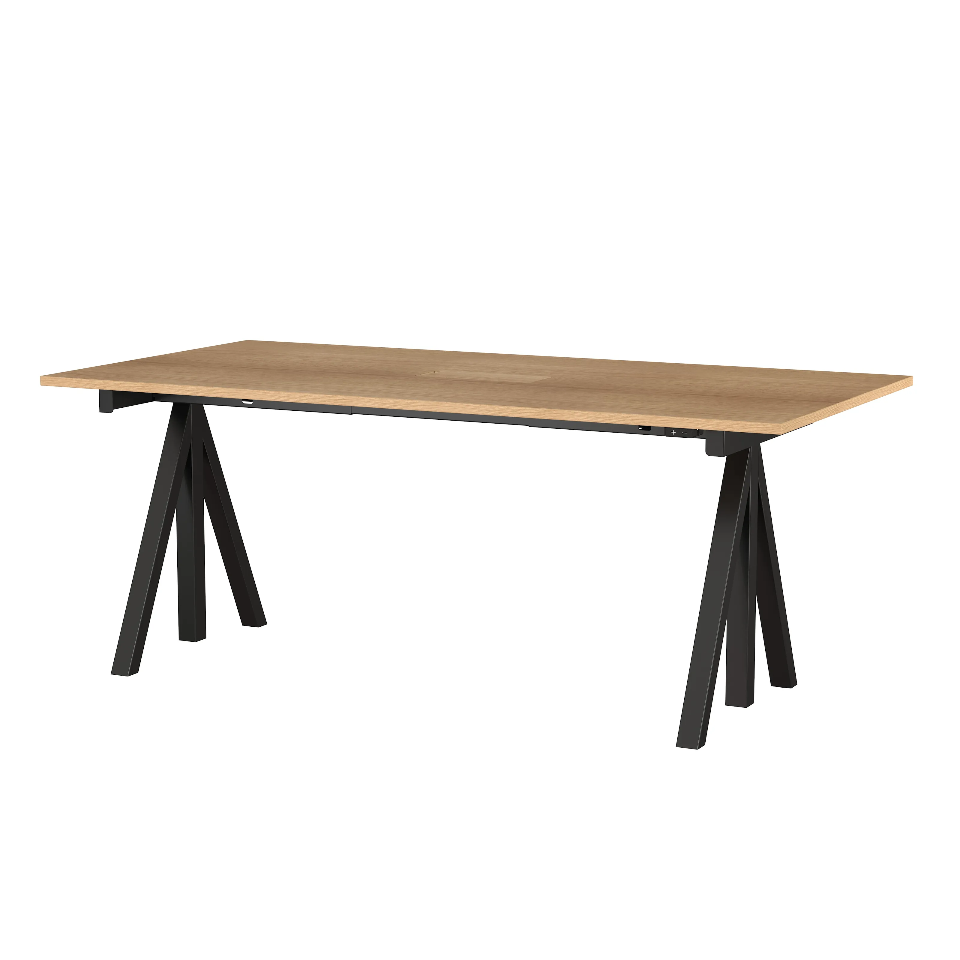 Arbeidsbord 180 x 90 eik/svart – frittstående, arbeidsbord