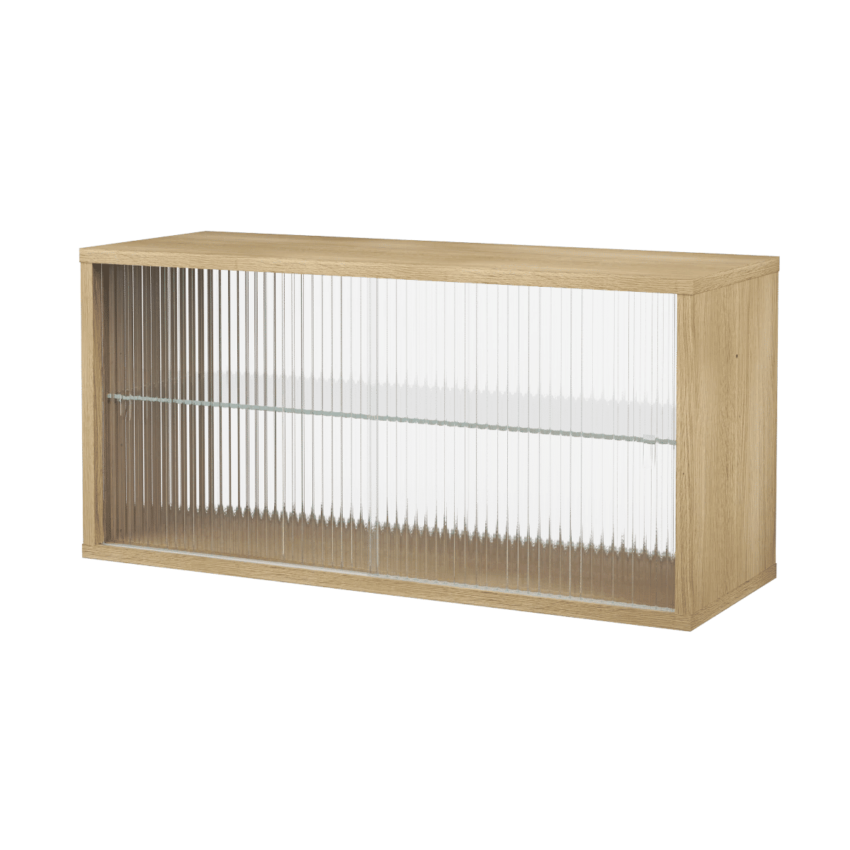 Pira vitrineskap, rillet glass 90x31x41,5 Hvit eik