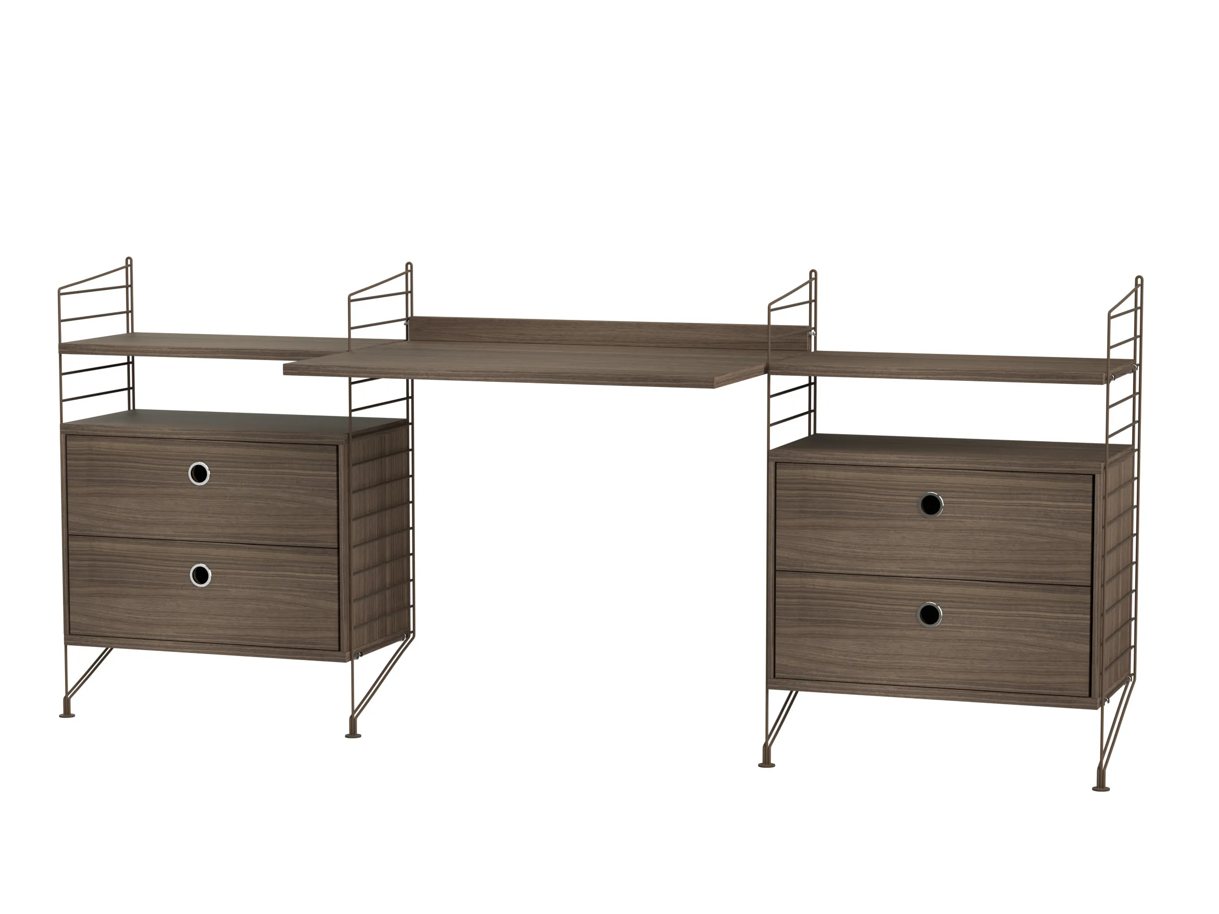 Arbeidsplass C – gulvmontert, 1 hylle, arbeidsbord og skuffer