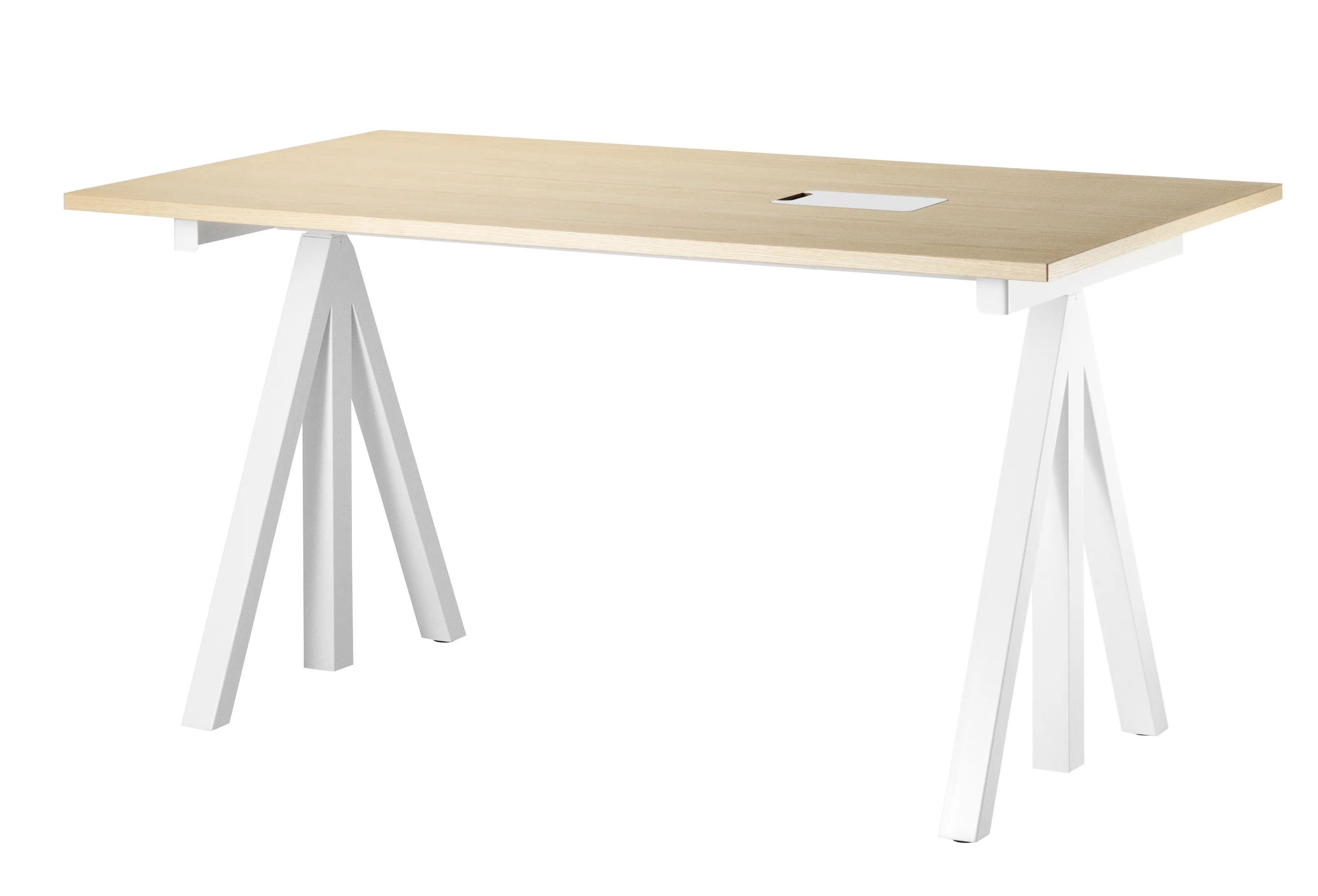 Skrivebord 140 x 78 hvit/ask – frittstående, arbeidsbord