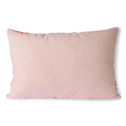 Stripet fløyelspute rød/rosa (40x60)