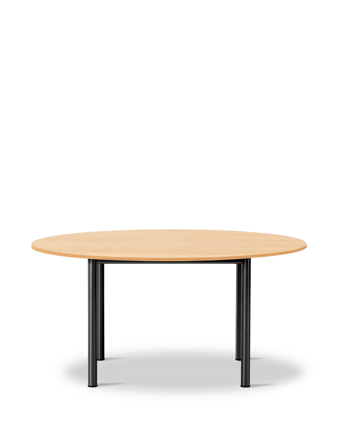 Plan (6645) Table Ø150 cm – Eik finér lakkert, FSC Mix 70% Sort Ø150 cm, høyde 73 cm