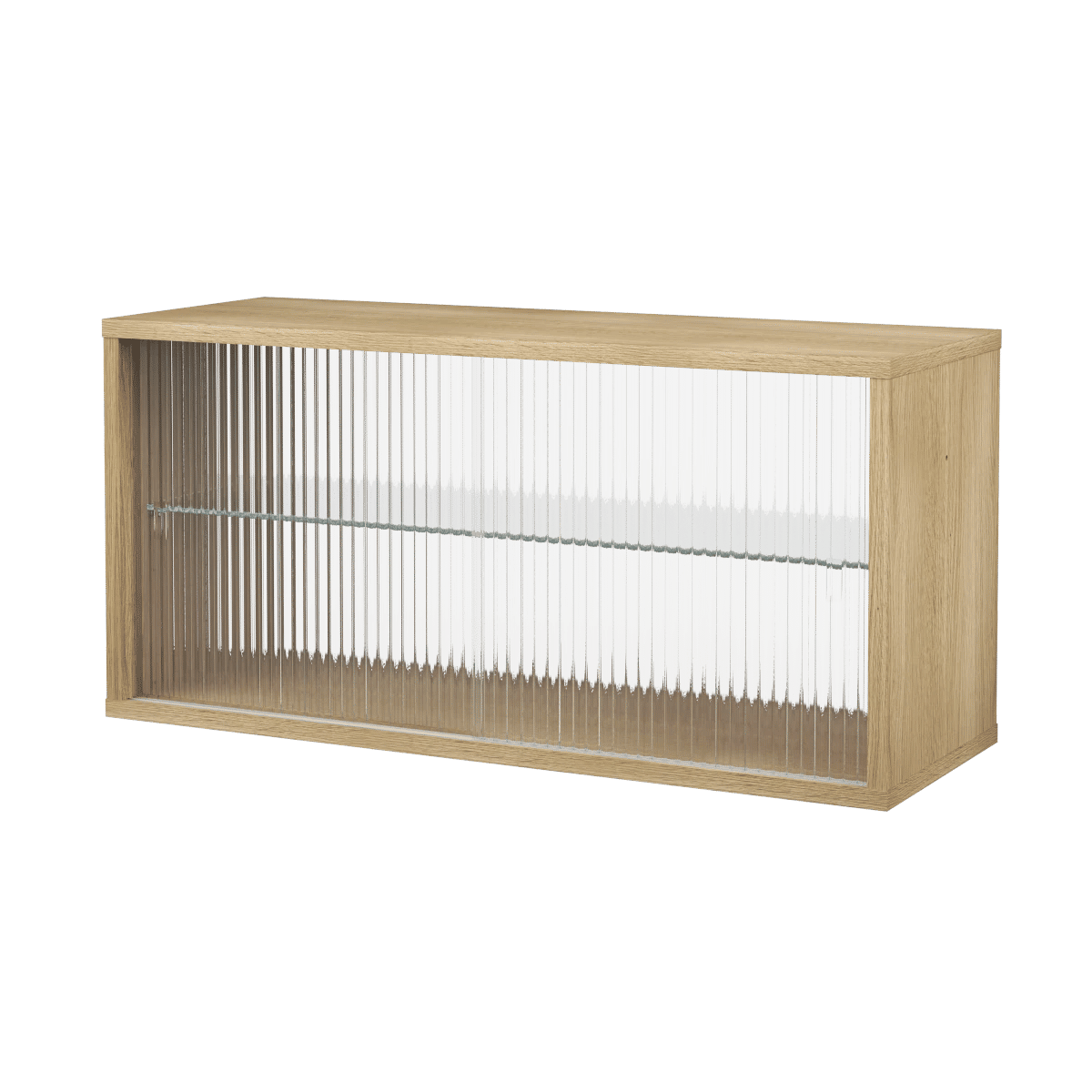 Pira vitrineskap, glassbakside, rillet glass 90x31x41,5 Hvit eik