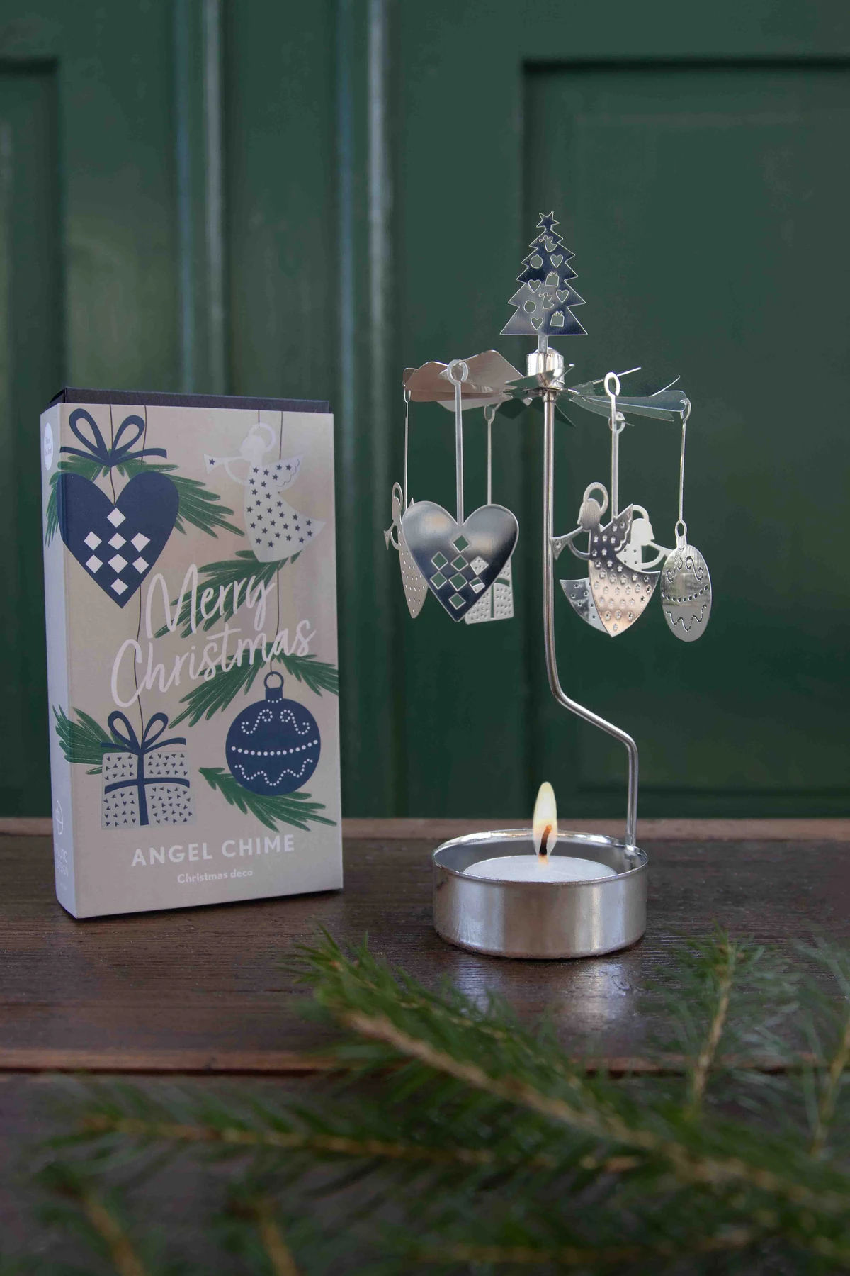 Tealight Spinner Christmas deco Silver