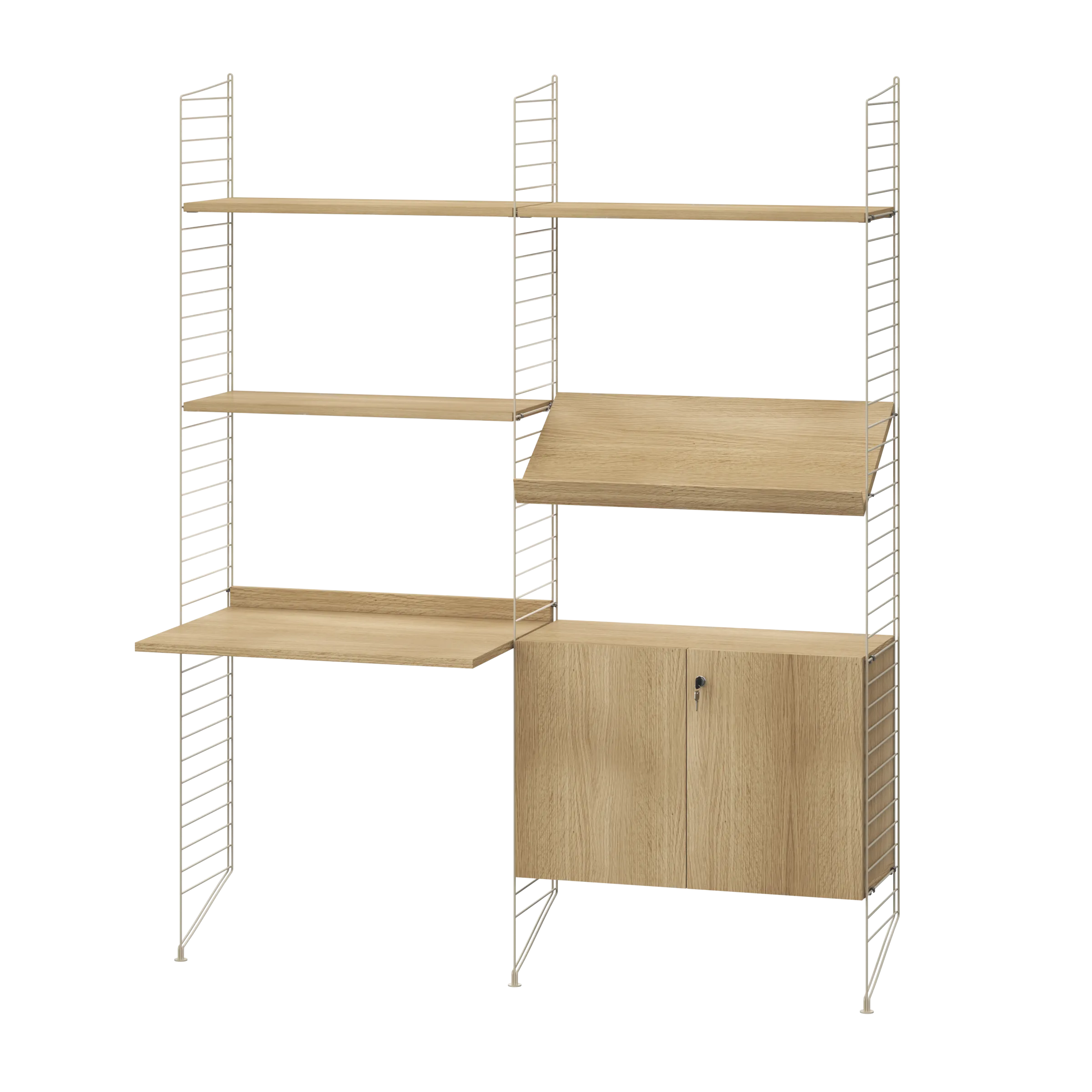Arbeidsplass I Hvit/Hvit – gulvmontert, 1 hylle, arbeidsbord og skap