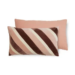 Stripet fløyelspute Rose (60x35cm)