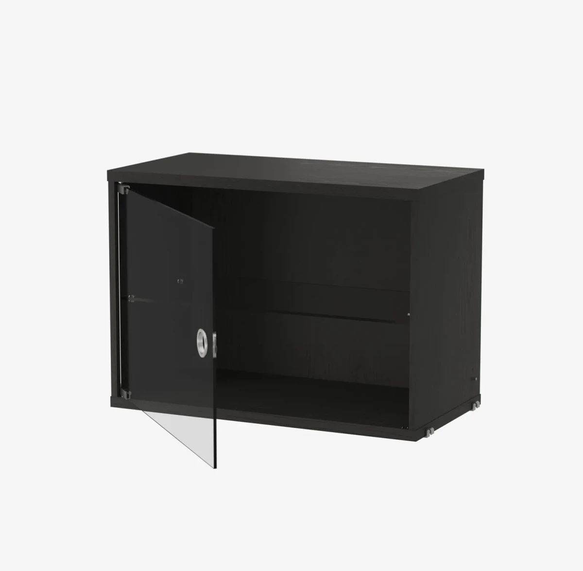 Vitrineskap med hengslet glassdør 58x30x42 Svartbeiset ask