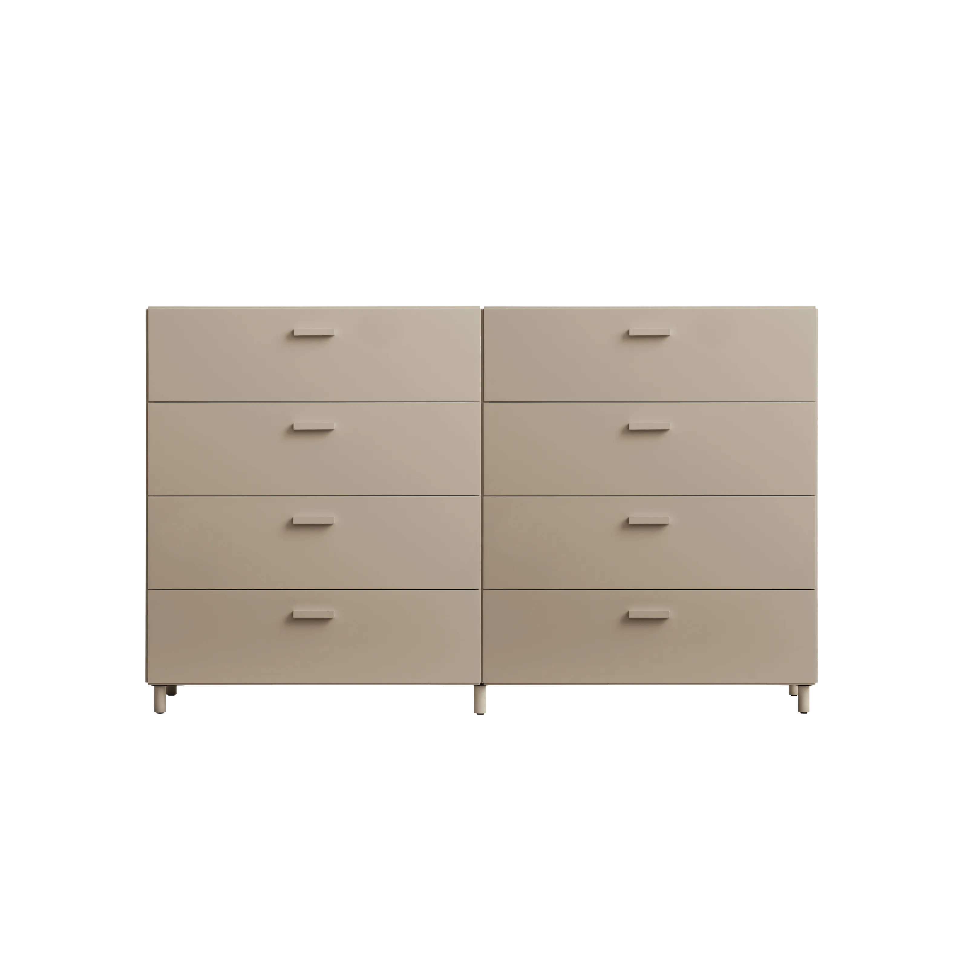 To brede Relief-kommoder med ben Beige