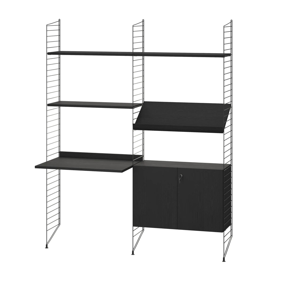 Skap med lås 78x32,2x52 Svartbeiset ask