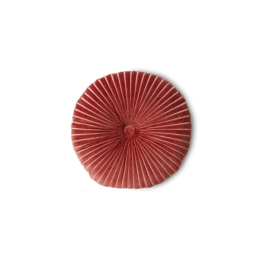 Rund rillet pute burgunder (35x35cm)