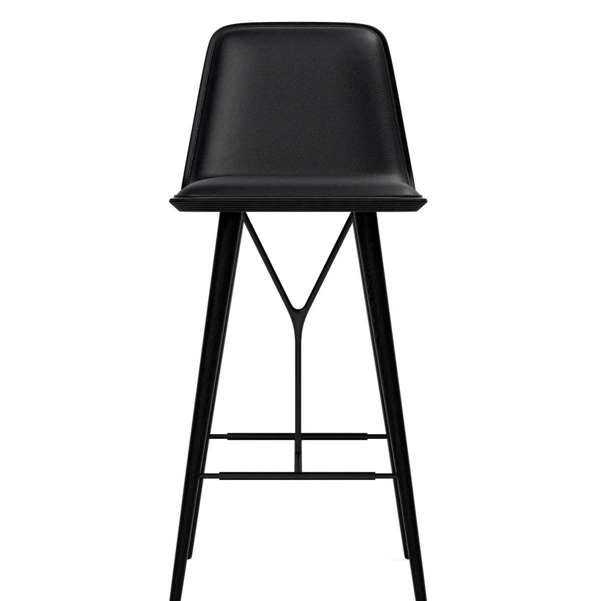 Spine Wood Base Barstool – Skinn Vice 11, Sort Ask, sort lakkert - sort metall, FSC MIX 70% 74 cm