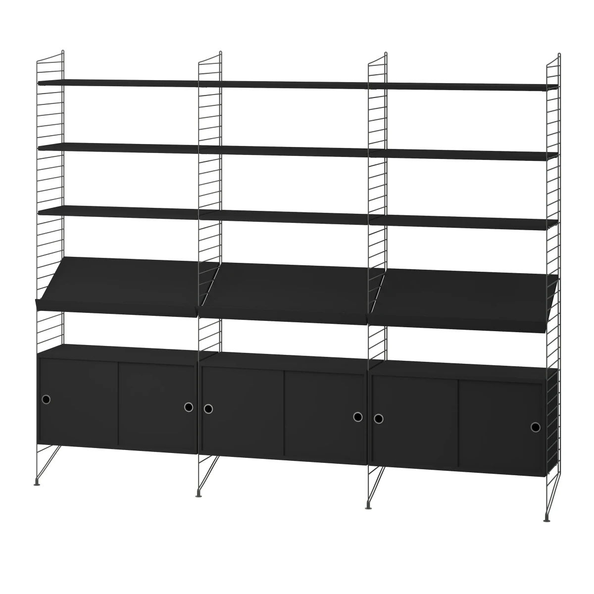 Skap med skyvedør 78x30x42 Svartbeiset ask