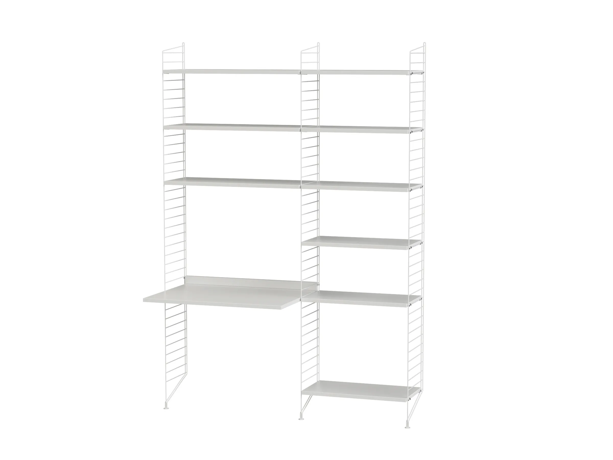 Arbeidsplass B – gulvmontert, 3 hyller og arbeidsbord
