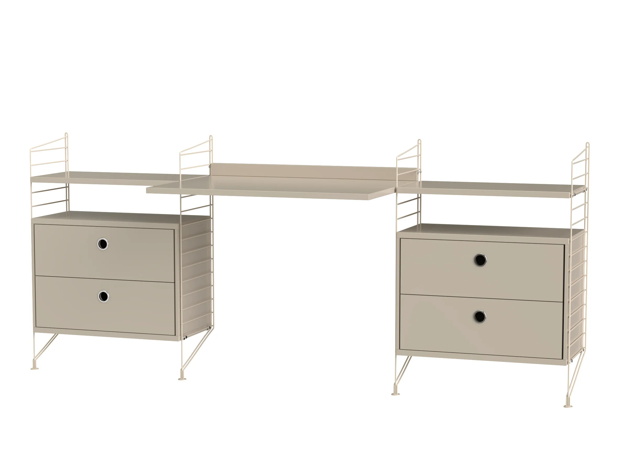 Arbeidsplass C – gulvmontert, 1 hylle, arbeidsbord og skuffer