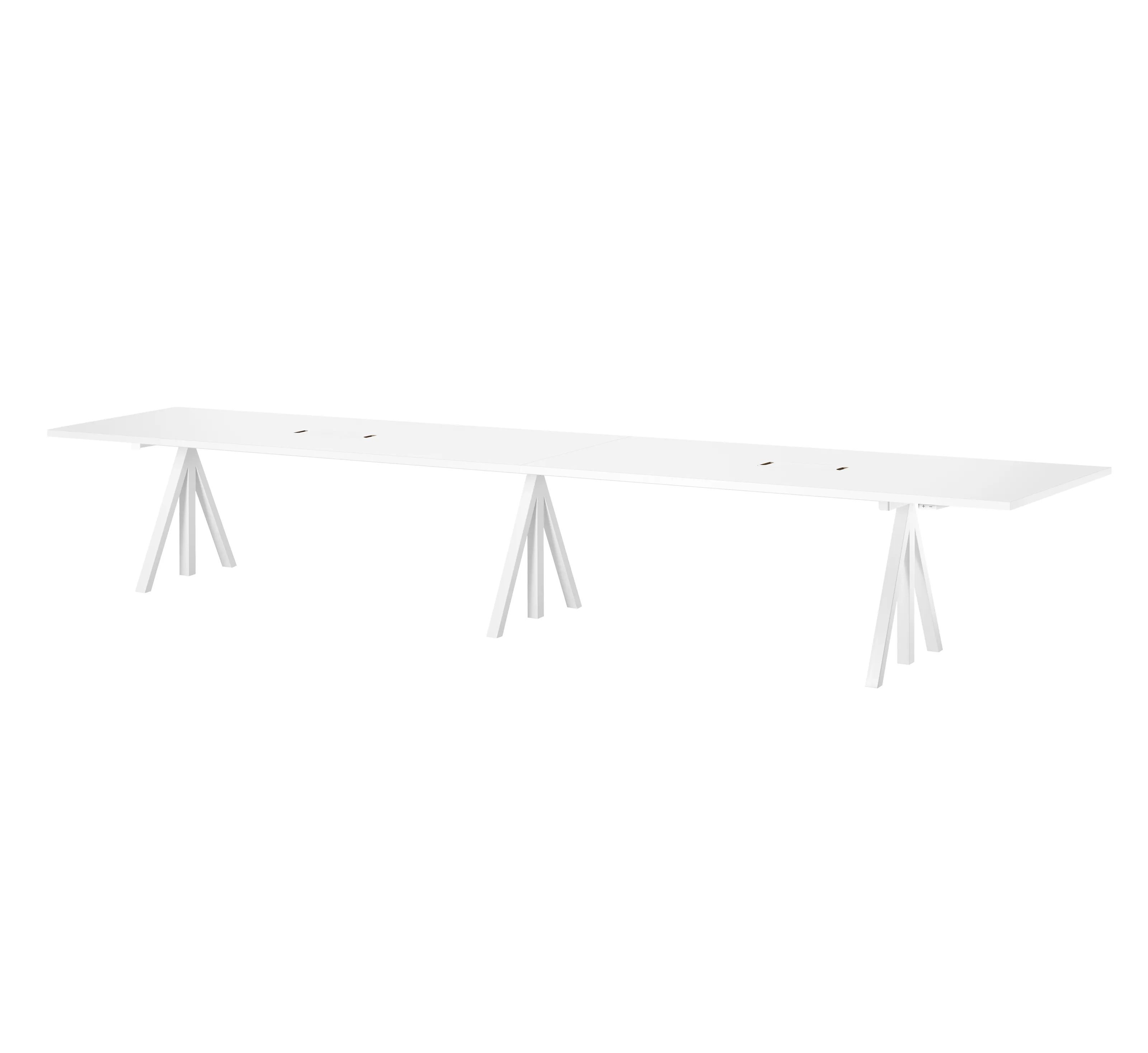 Høydejusterbare konferansebord 360 x 90 hvit/hvit laminat