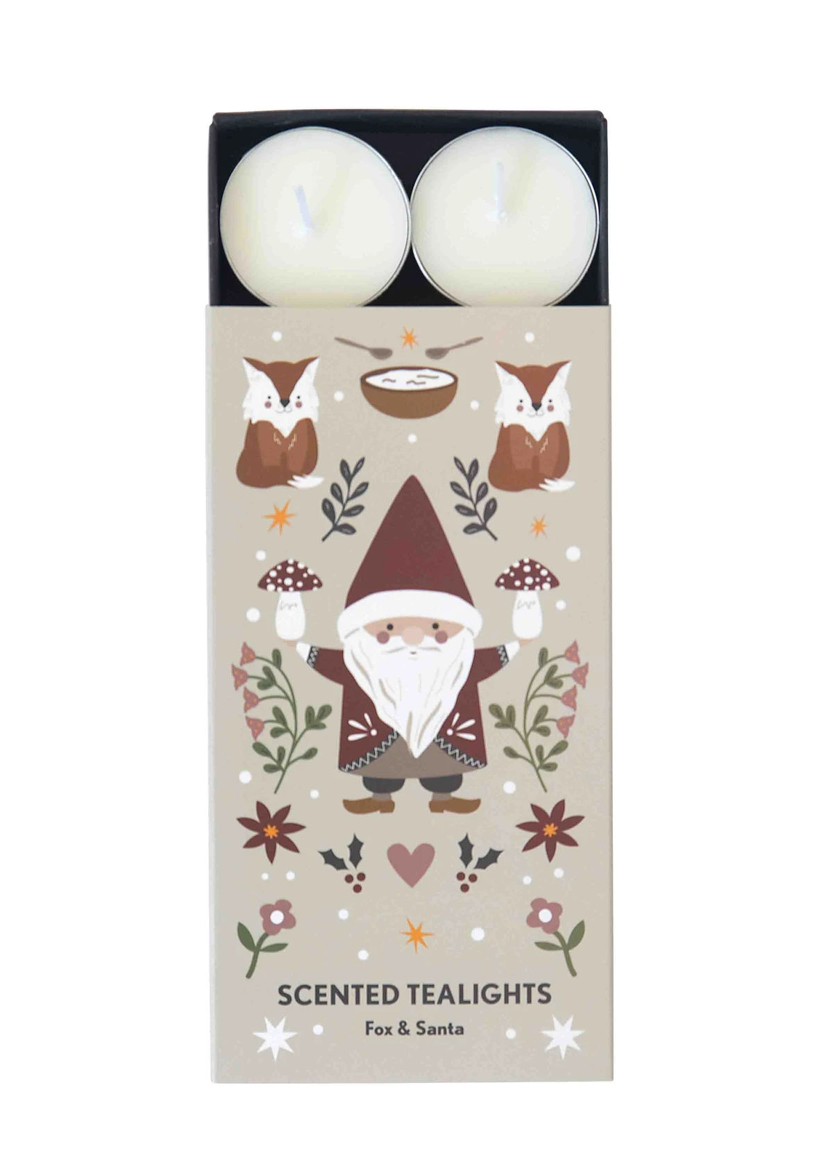 Dufttelys Fox & Santa 8-stk