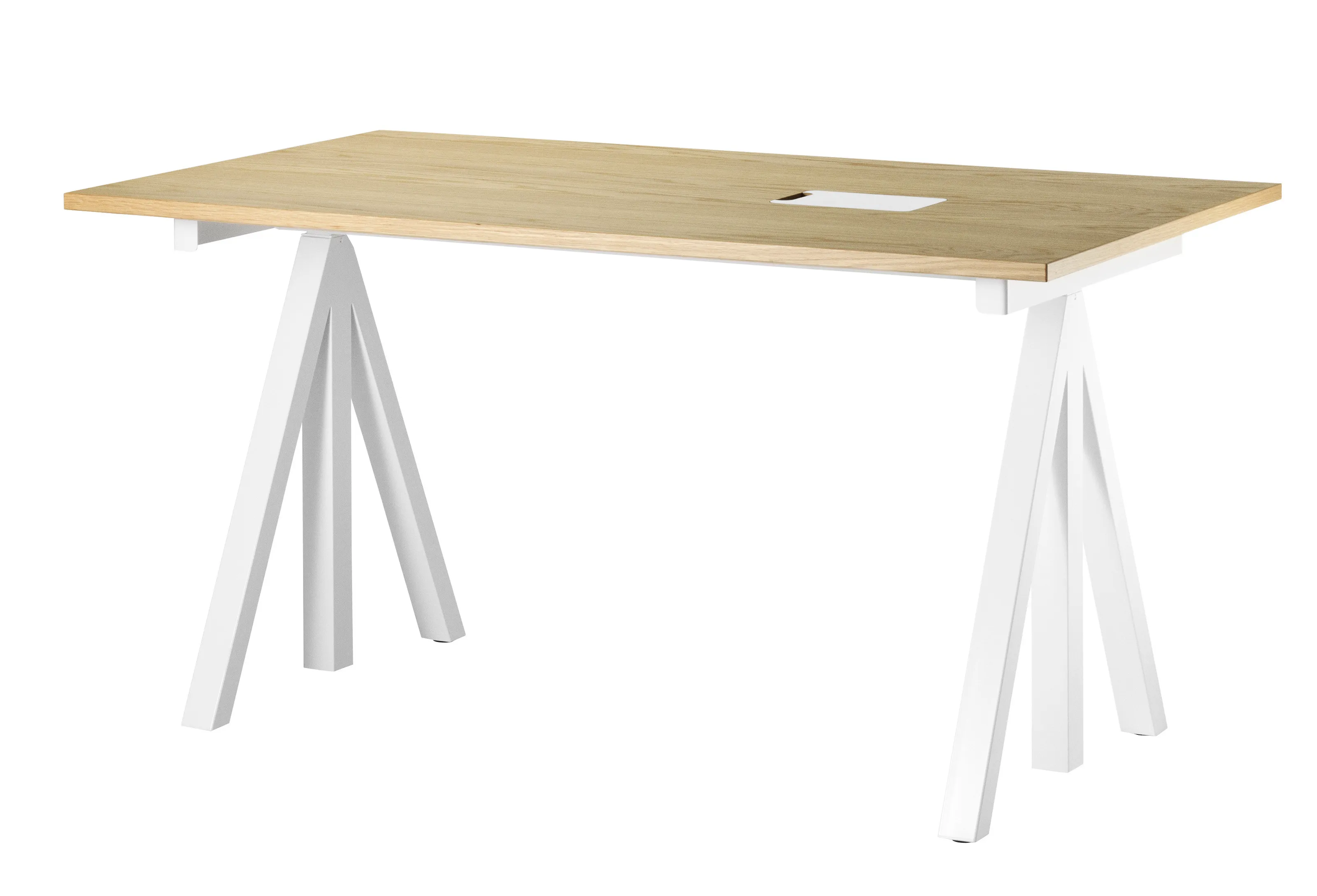 Arbeidsbord 140 x 78 hvit/eik – frittstående, arbeidsbord