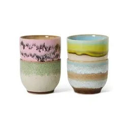 70-talls keramikk: kaffekopper, deco (sett med 4)