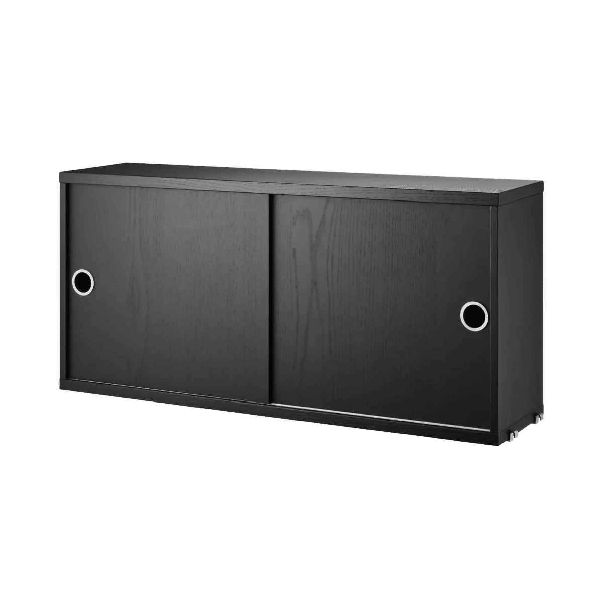 Skap med skyvedør 78x20x37 Svartbeiset ask