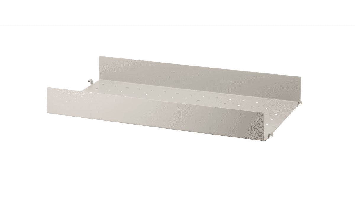 Metallhylle med høy kant 58x30x7 Beige