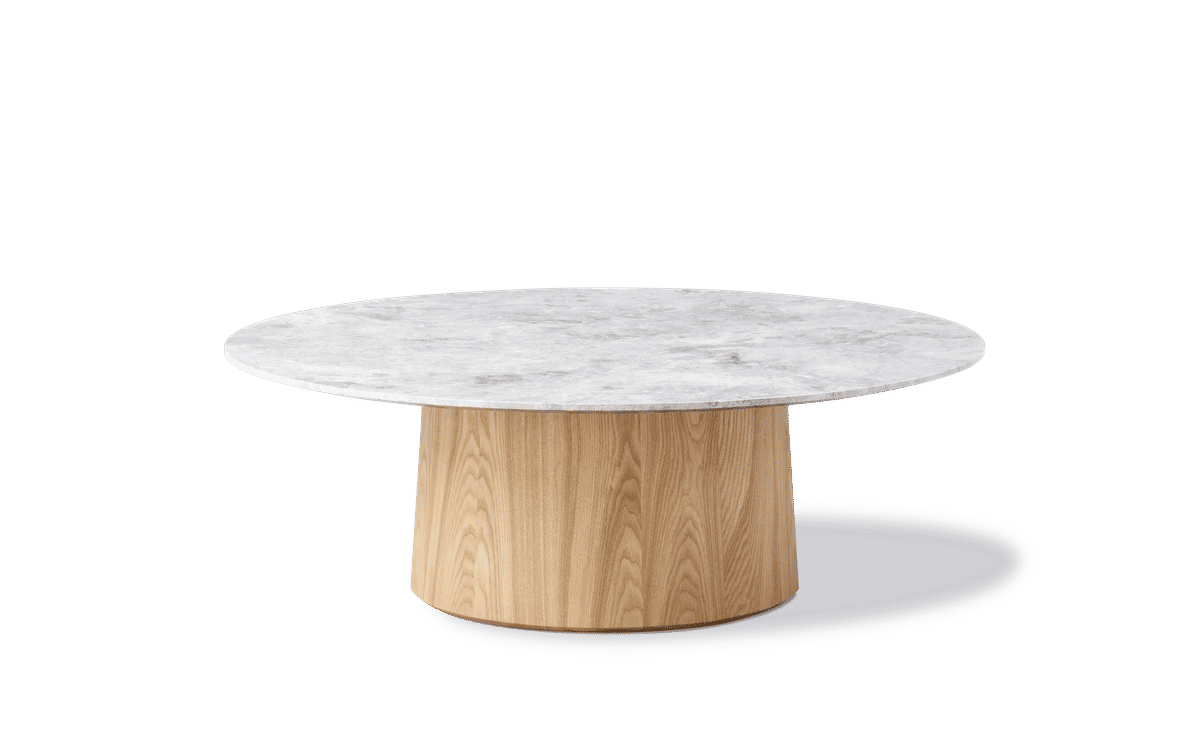 Niveau Coffee Table Ø110 – Tundragrå Ask oljebehandlet, FSC Mix 70% Ø110 cm, høyde 38 cm