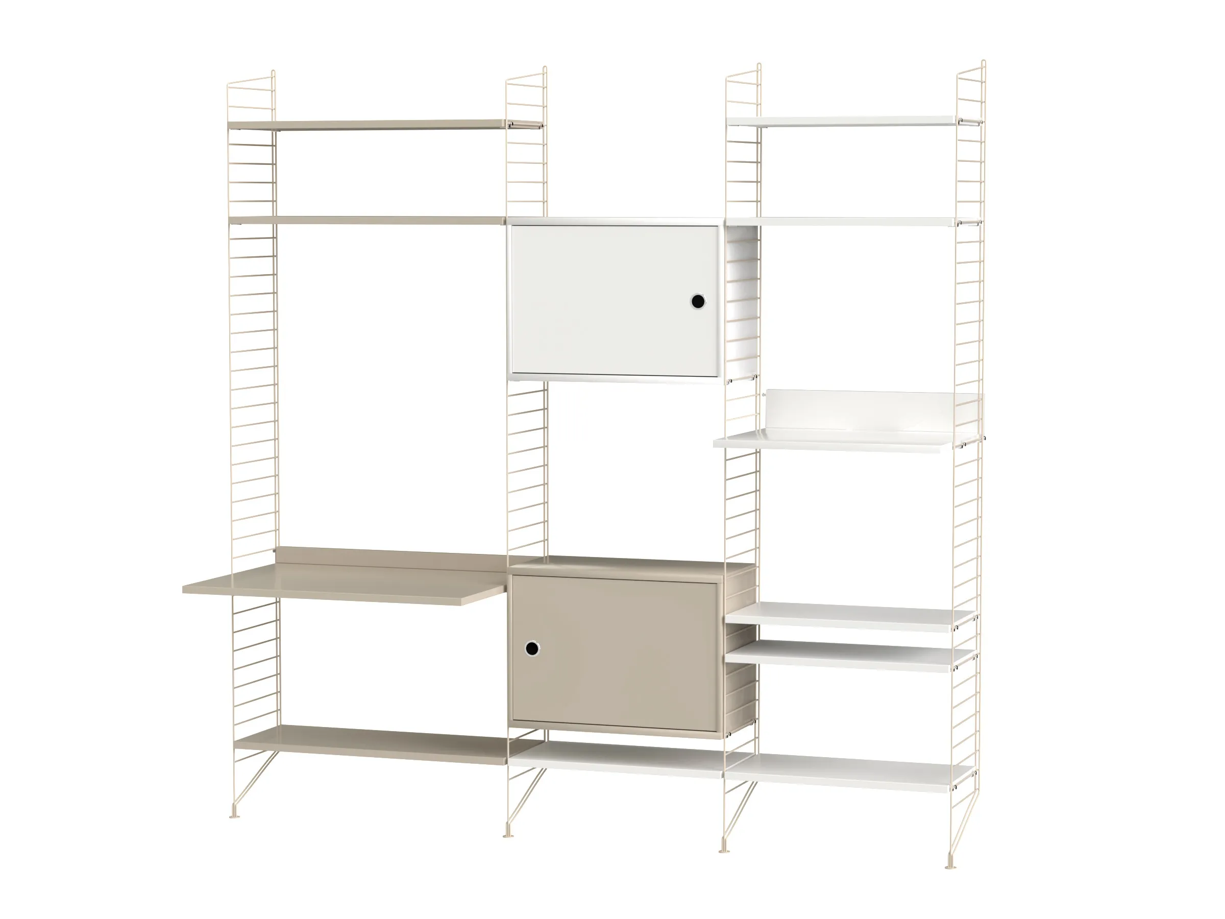 Stue P – gulvmontert, 4 hyller, arbeidsbord og skap