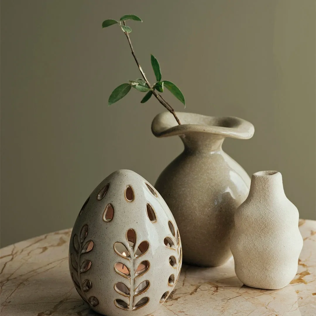 Florentina Vase XS Beige, Blank glasert steintøy