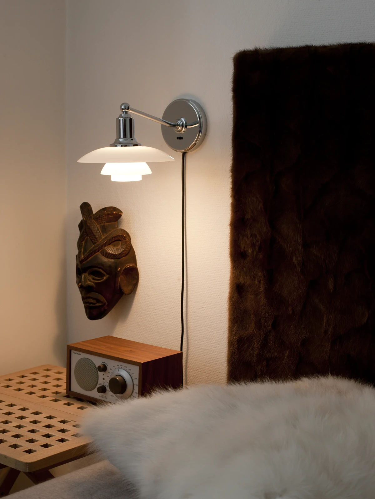 PH 2/1 Vegglampe – White opal glass Med ledning / Med bryter