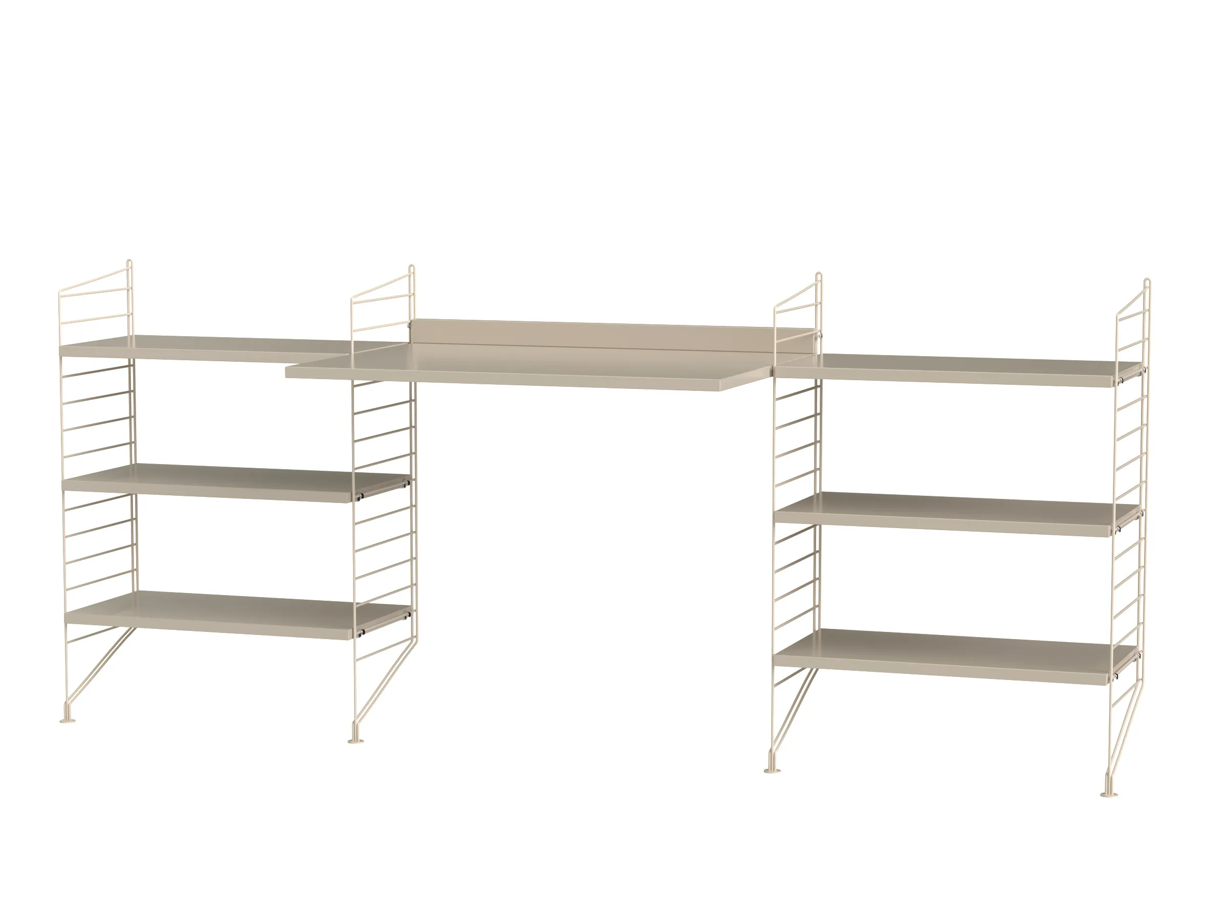 Arbeidsplass D – gulvmontert, 2 hyller og arbeidsbord