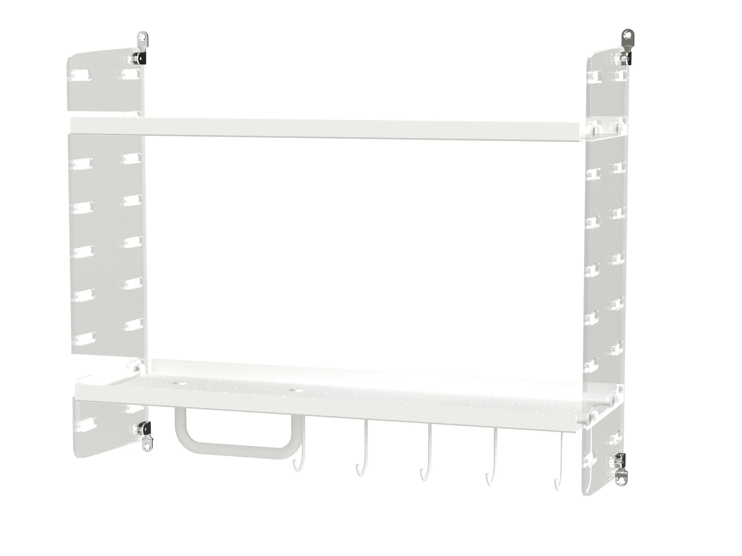 Bad F Klar plexiglass/Hvit – vegghengt, 2 hyller og stang