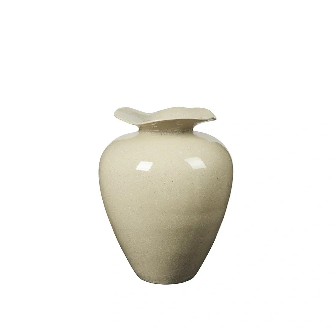 Florentina Vase L Beige, Blank glasert steintøy