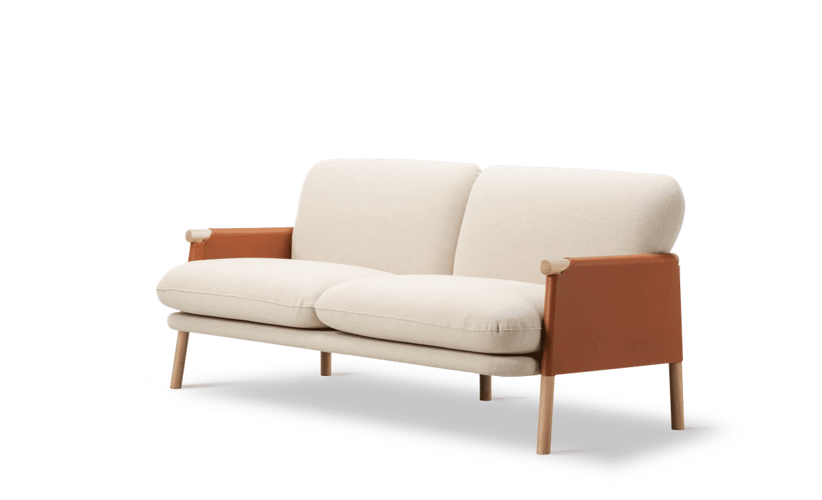 Savannah Sofa, 2 seater, 182 cm – Hallingdal 200 Skinn Max 95, Cognac Eik lys olje, FSC Mix 70%