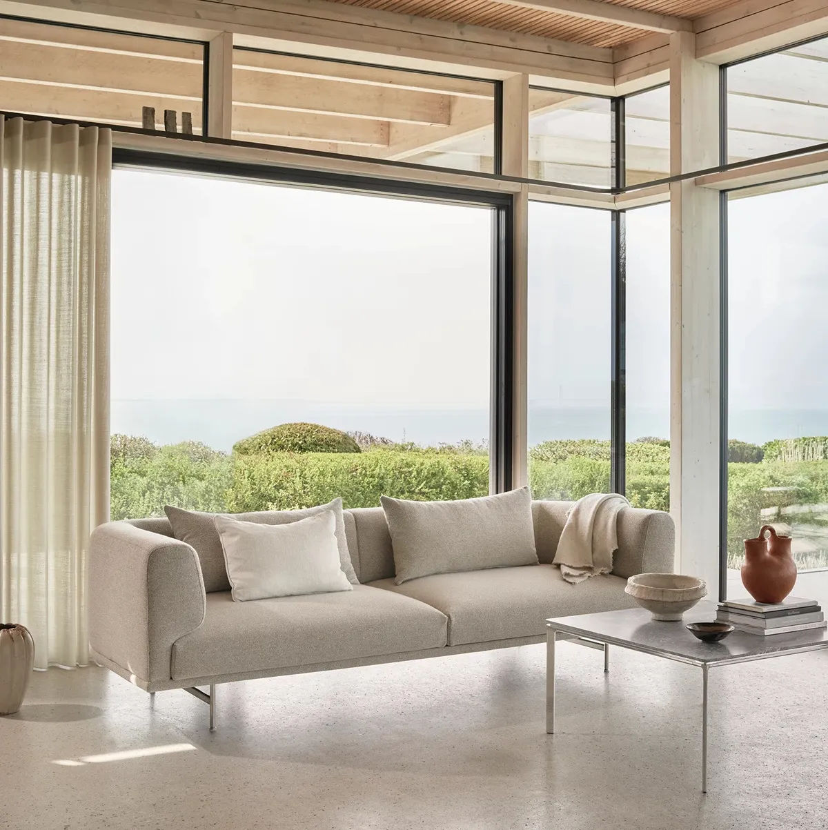 Chimney 3-seter sofa, Chestnut, rustfrie stålben