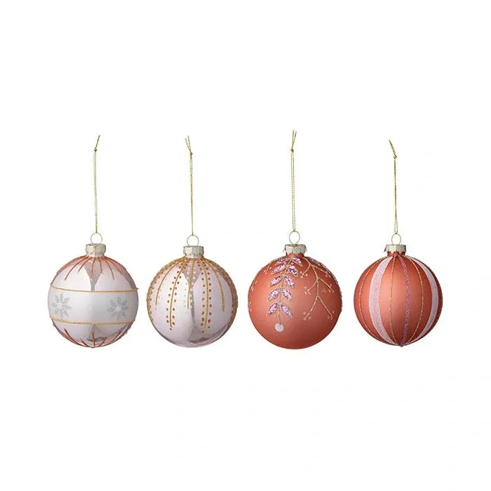 Julekuler Seraphim Ø6 cm Peach, 4 stk