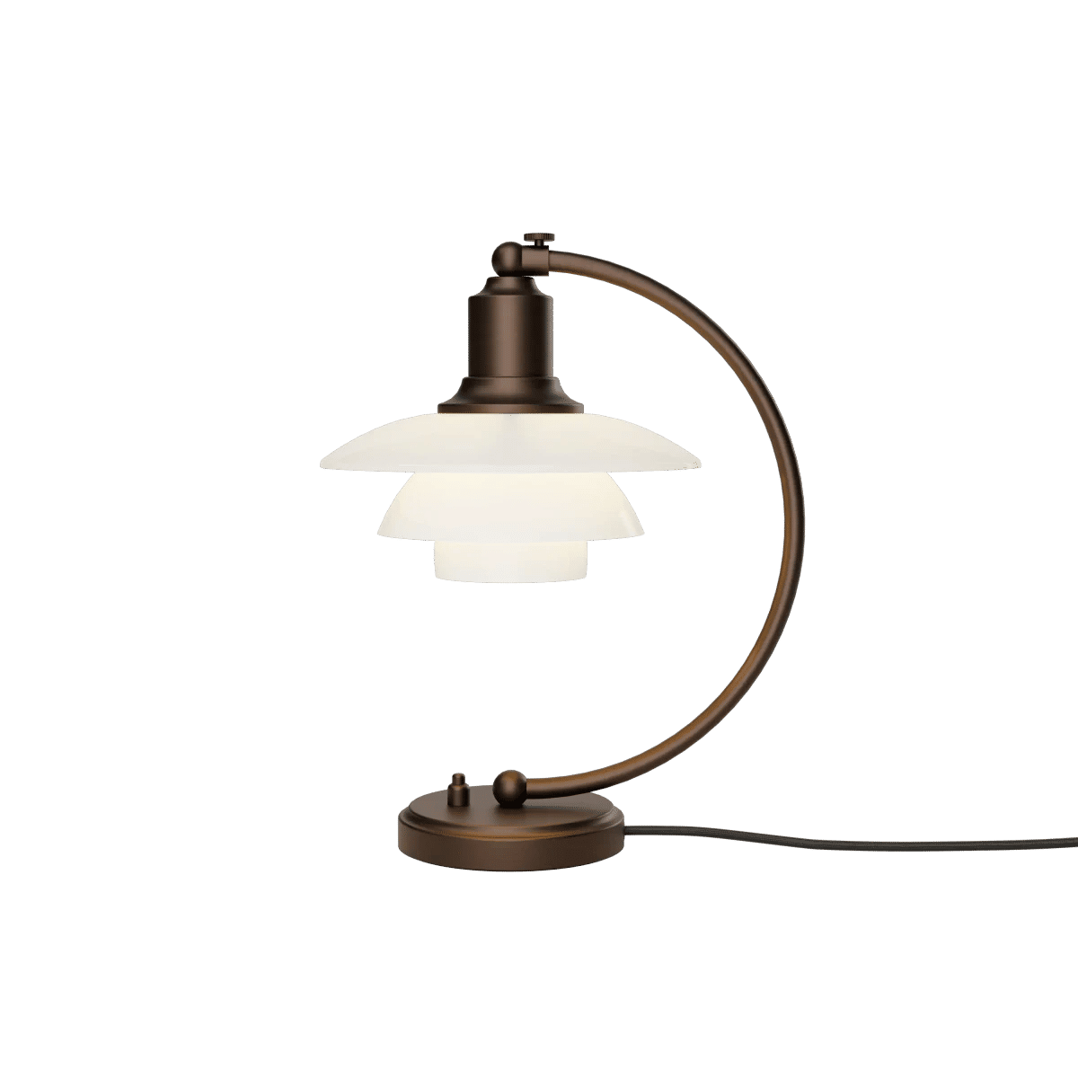 PH 2/2 Luna Aged Brass Opal Bordlampe – Aged brass/opal glass