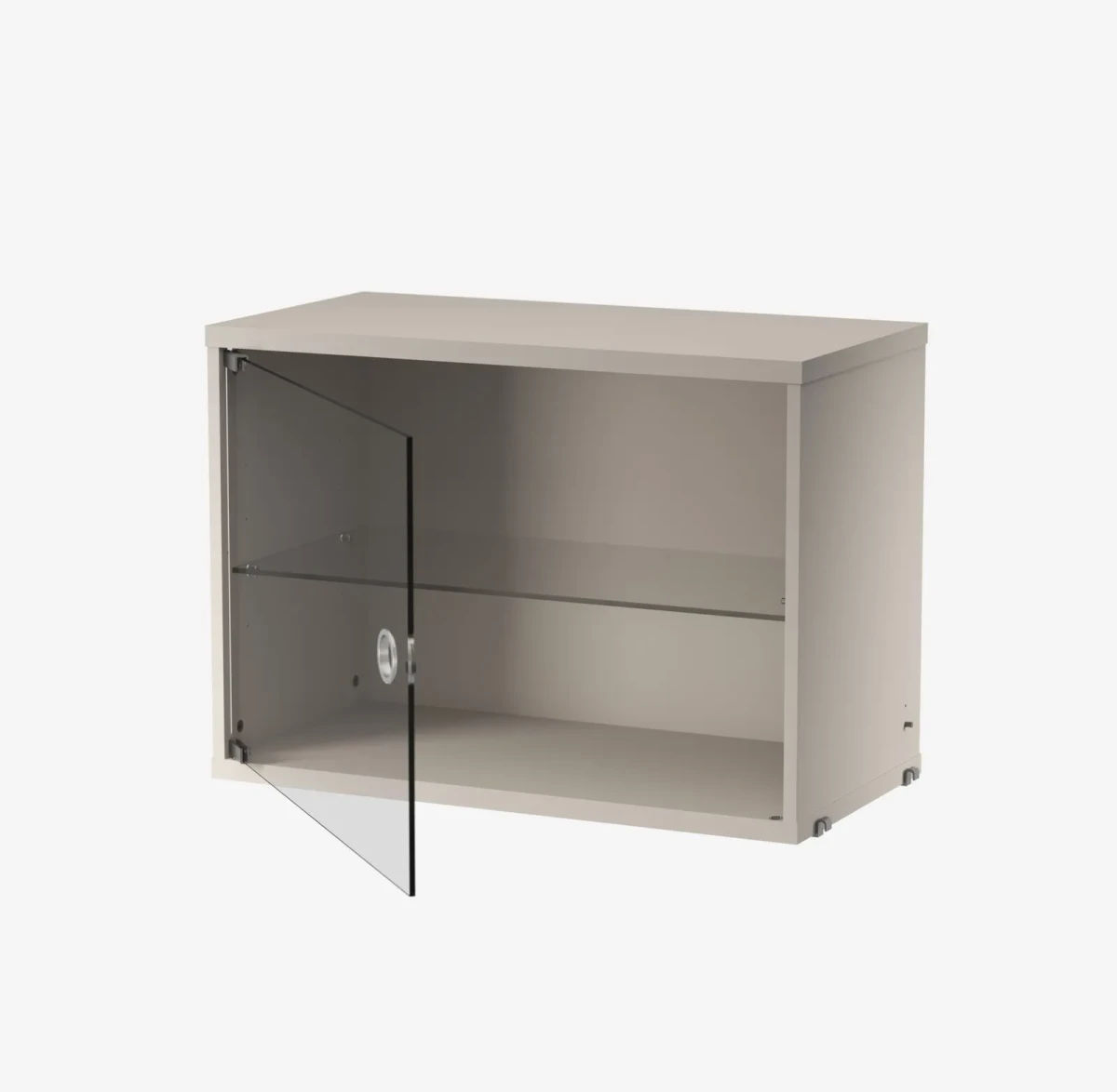Vitrineskap med hengslet glassdør 58x30x42 Beige
