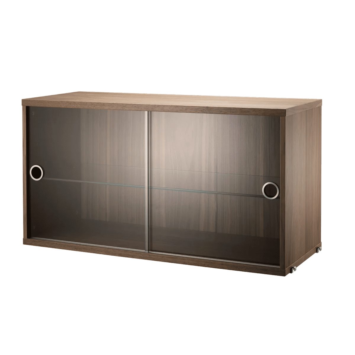 Vitrineskap med skyvedør i glass 78x30x42 Valnøtt