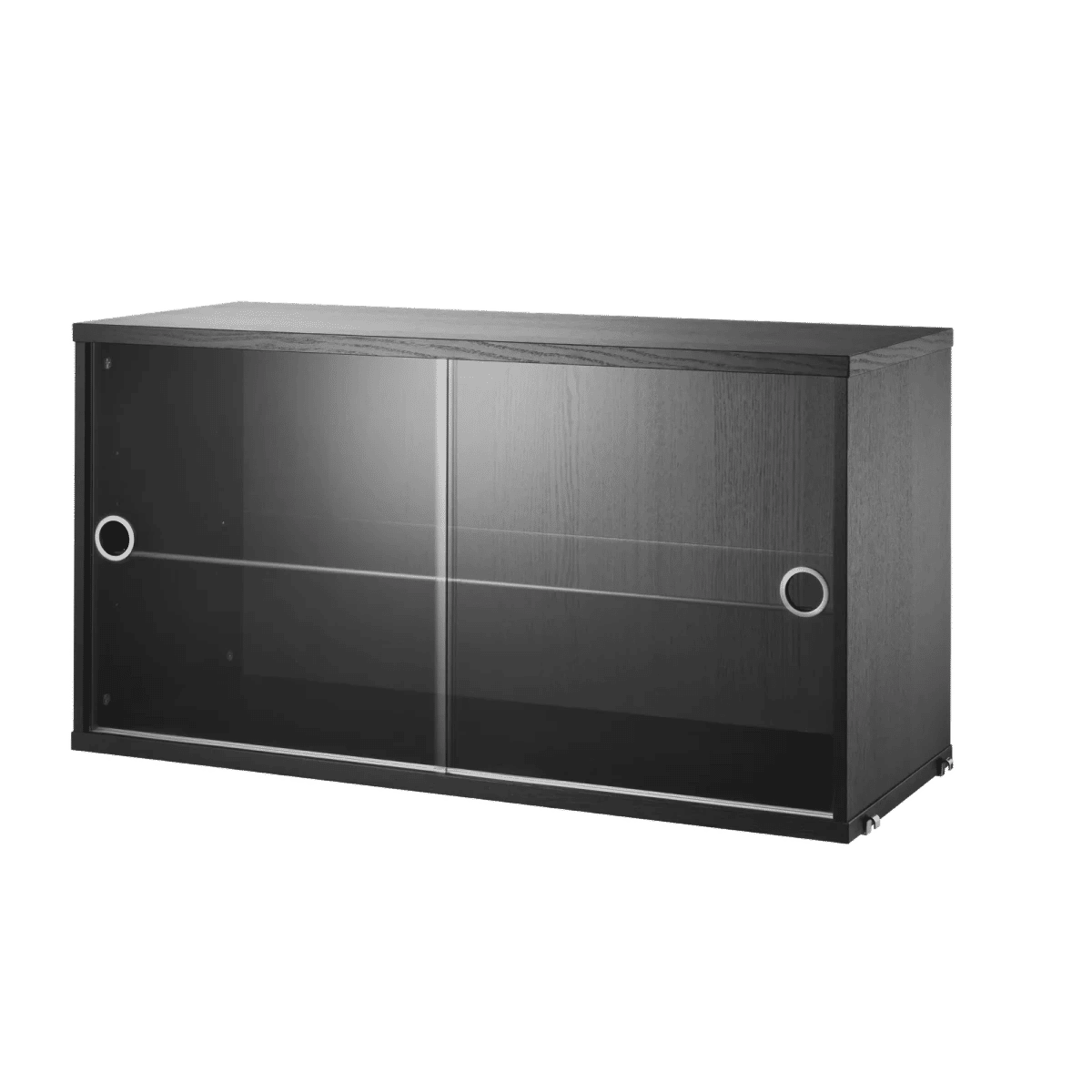Vitrineskap med skyvedør i glass 78x30x42 Svartbeiset ask