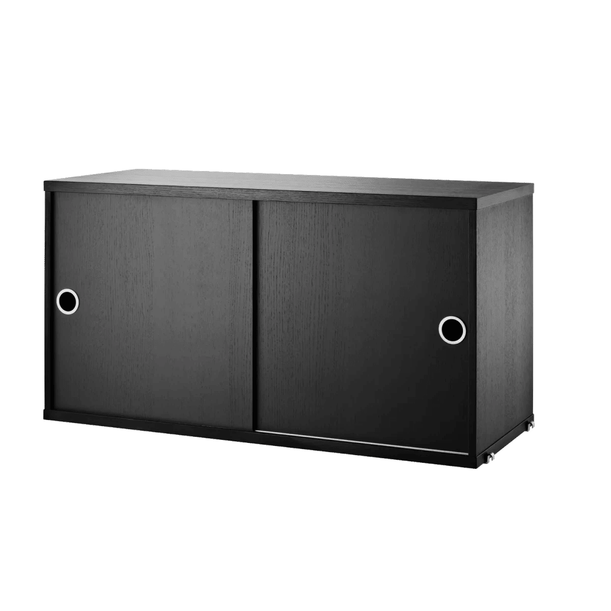 Skap med skyvedør 78x30x42 Svartbeiset ask