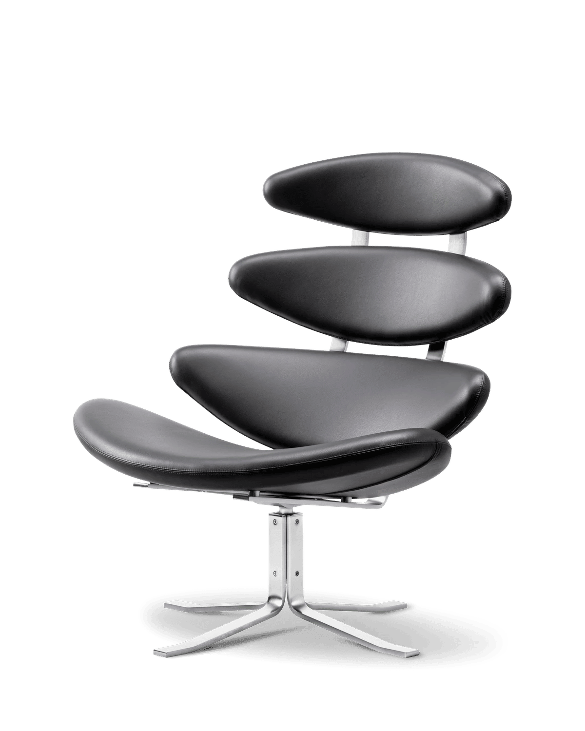Corona Chair – Skinn Omni 301, Sort Børstet stål