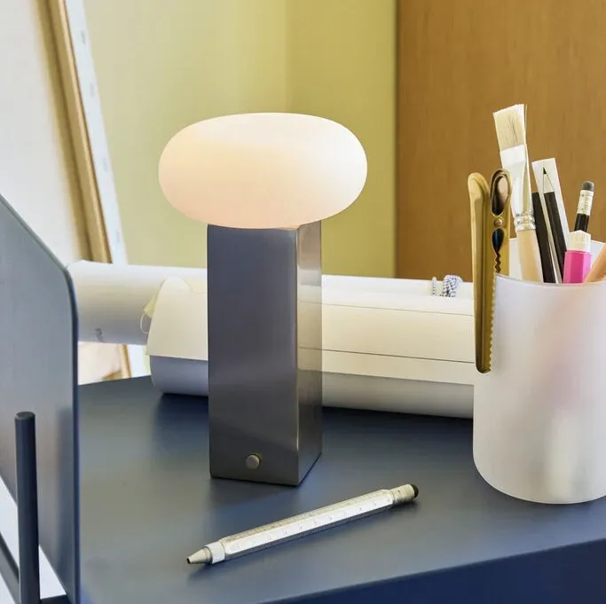 Low Portable Lampe Nikkel