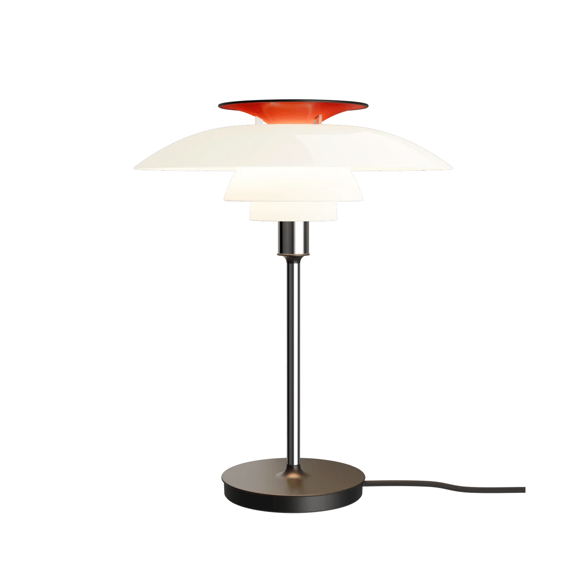PH 80 Bordlampe – Opal white/high lustre chrome plated