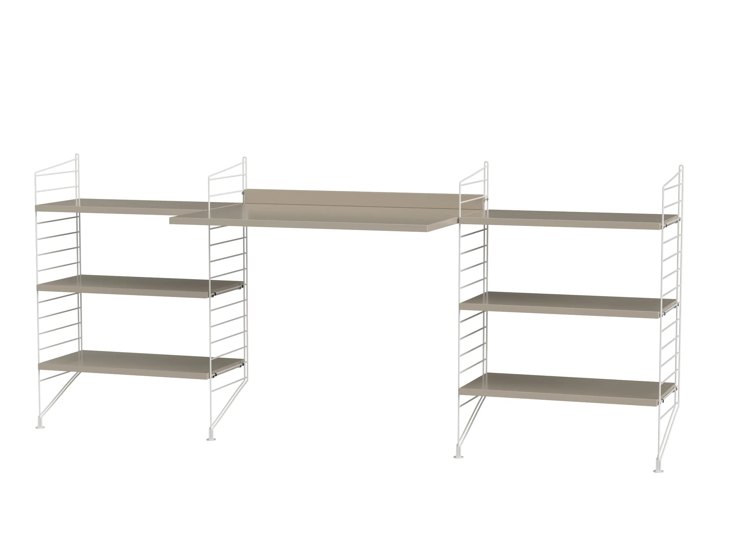 Arbeidsplass D – gulvmontert, 2 hyller og arbeidsbord